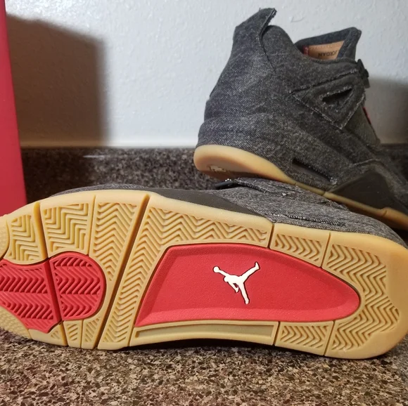 NIKE AIR JORDAN 4 IV RETRO LEVI'S STRAUSS A02571-001 BLACK DENIM SNEAKER SIZE 12 - Picture 5 of 7